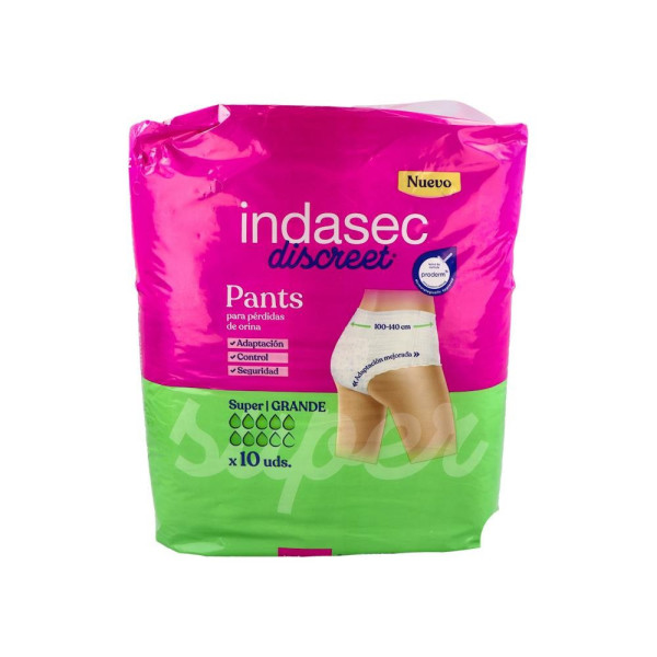 Indasec Discreet Pant Super Talla Grande Bolsa 10 Absorbentes